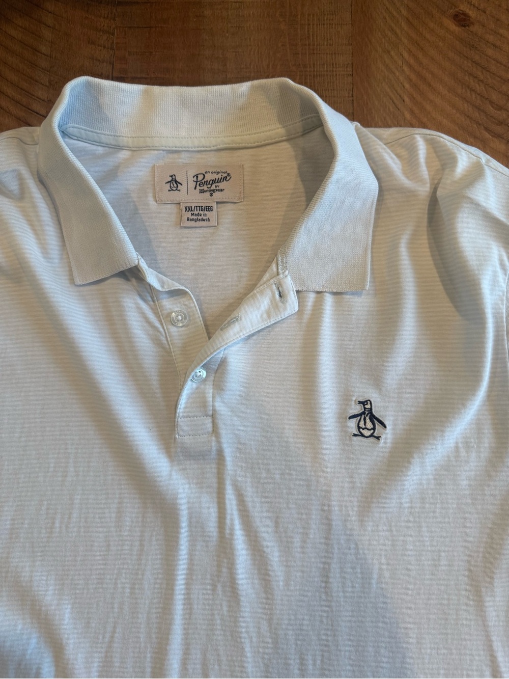 Original Penguin Men's Striped Light Blue Polo Shirt XXL